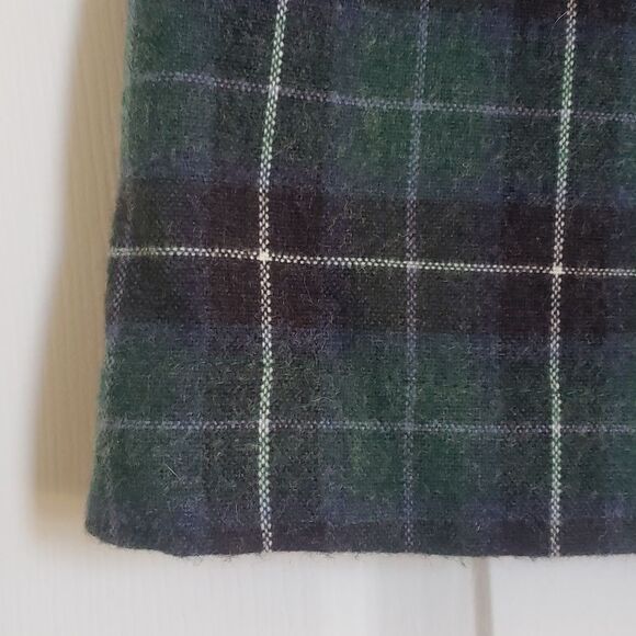 MERONA Tartan Plaid Wool Skirt Green Black Blue Pockets - Picture 5 of 9
